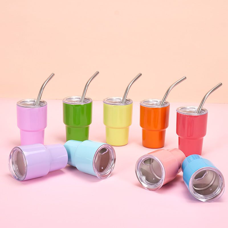 Mini 2 oz Stainless steel Shot Glass Tumbler 50 Pack Wholesale Sublimation  Vacuum Insulated Double Walled With Stainless Steel Straw