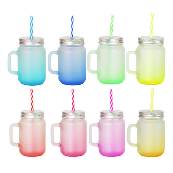 15oz US Warehouse Wholesale Mixed Colors Ombre Sublimation Mason Glass Jars with Handle and Lid -36 pack