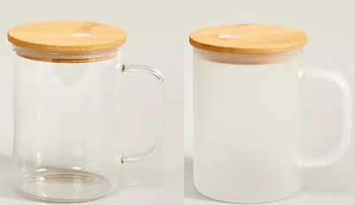 15oz US Warehouse Wholesale Sublimation Frosted or Clear Snowglobe Glass Mug with Handle-25 pack