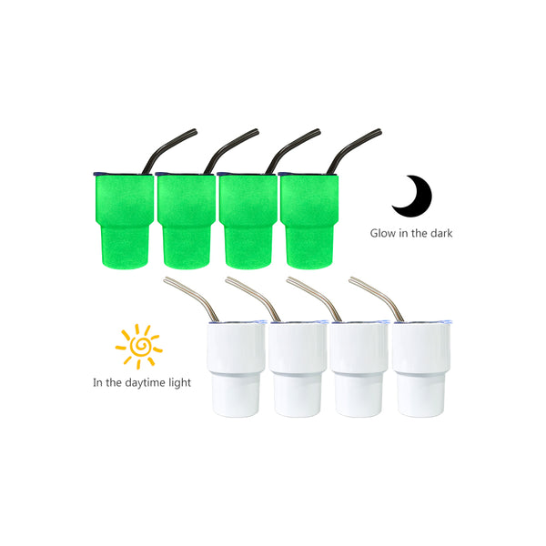 2oz US Warehouse Wholesale sublimation glow in the dark stainless steel cups with metal straws-108 pack