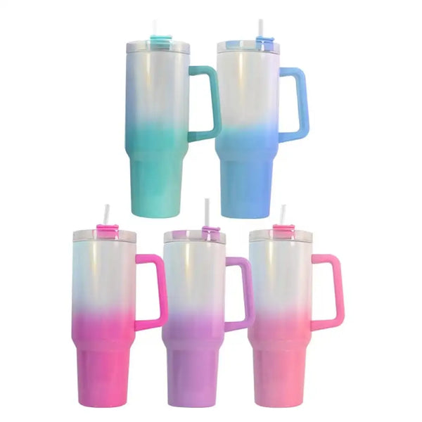 US shipping wholesale 40oz Stanley Ombre Glitter Gradient Tumbler Shimmer Mug 20pack Stainless Steel Insulated with Handle and Lid with Optional Straw