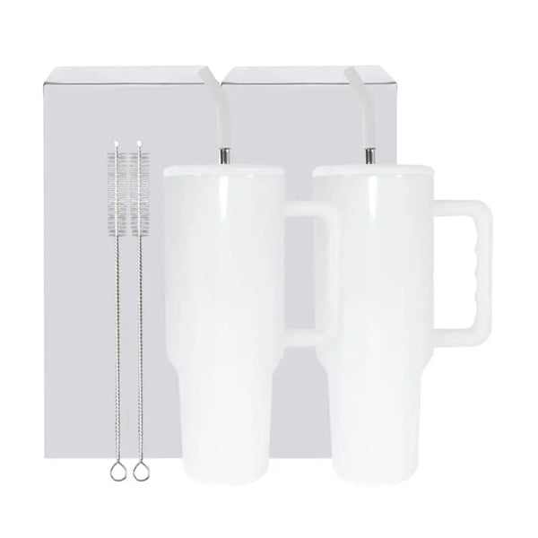 US shipping 40oz Sublimation Tumbler 3.0 White Stanley Shape Mug With Lid Wholesale 20 Pack In Bulk