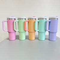 40oz US Warehouse Stainless Candy Color Tumbler Mug with Handle and Straw Vacuum Insulated Regular Tumblers-25 pack