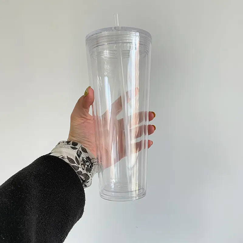 Clear Double Walled Acrylic Tumbler; 20-24oz Cup
