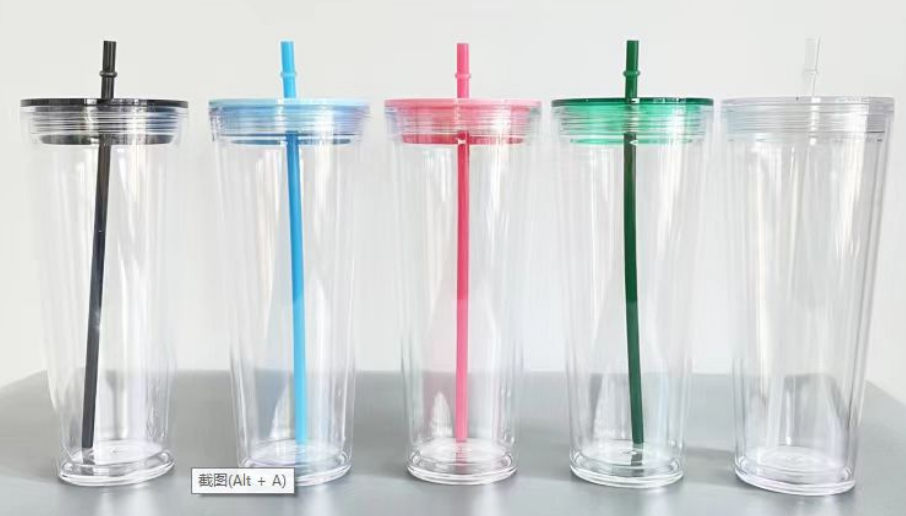 24oz Glitter Snow Globe Acrylic Plastic Tumbler PreDrilled Insulated