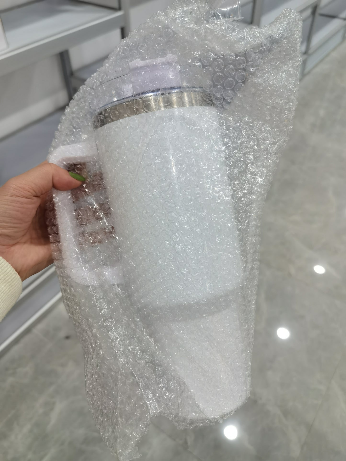 US warehouse 40oz Stanley Shape Sublimation White Bulk 20 Pack Insulated  Tumbler Mug with Handle for Water, Wholesale,Coffee, Cold and Hot Drinks 