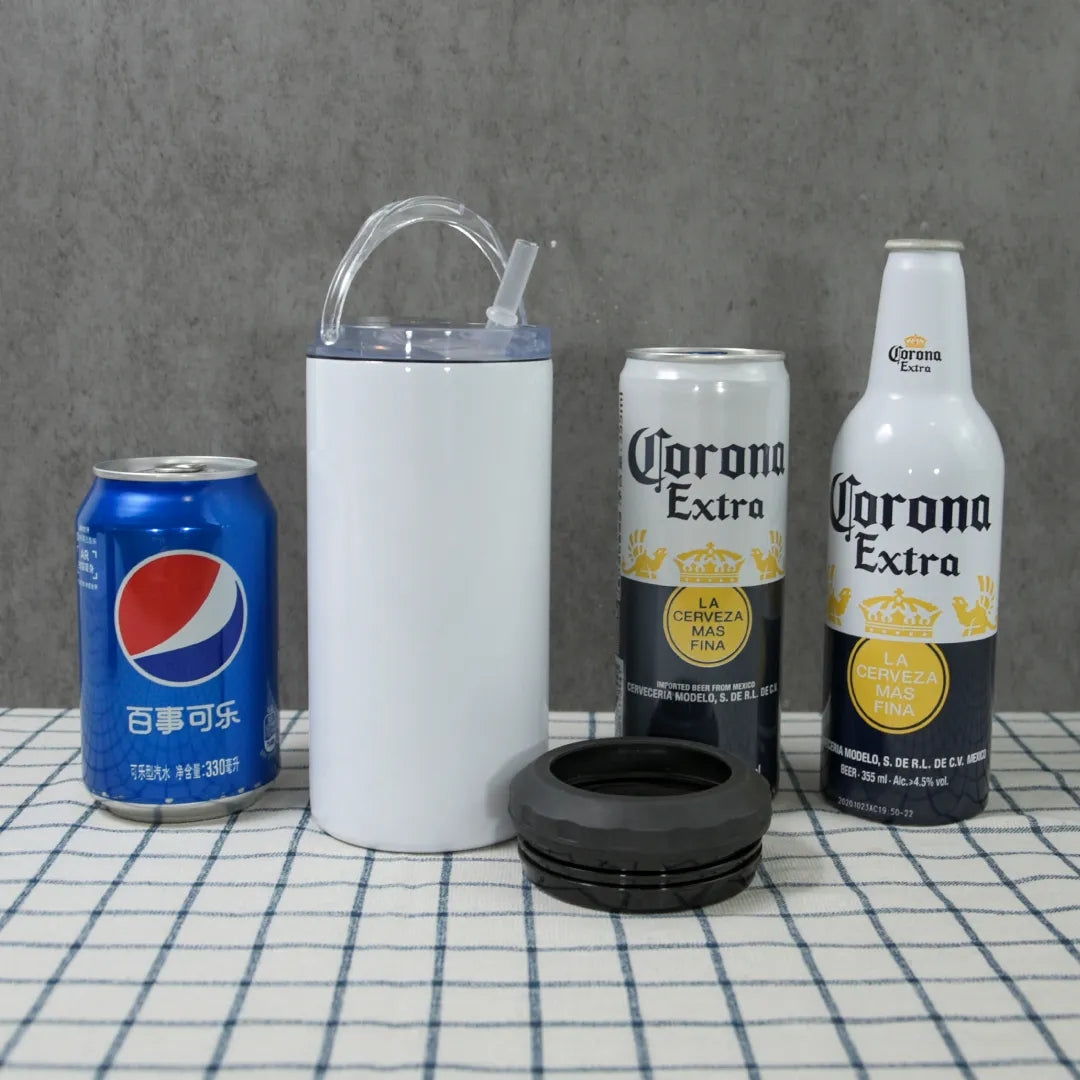 16oz wholesale sublimation 4 in 1 can cooler with 2 lids stainless steel  tumbler-25pcs